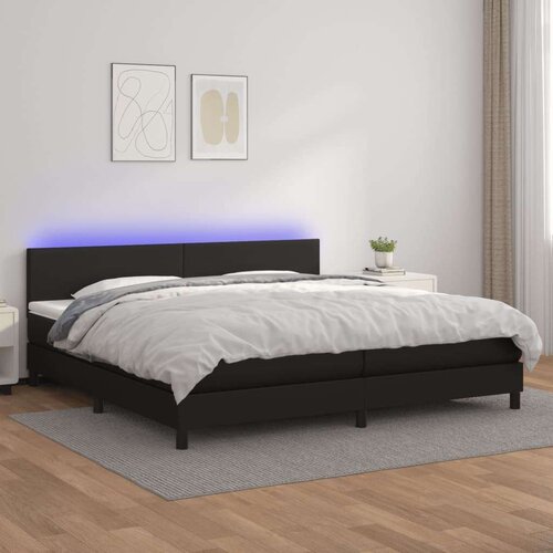  Box spring postelja z vzmetnico LED črna 200x200cm umetno usnje, (20788802) Slike