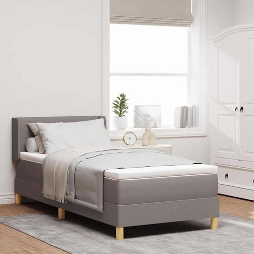 vidaXL Postelja s &scaron;katlastim dnom z vzmetnico Taupe 90x190 cm iz blaga, Vzglavje s gumbnim separejem Taupe 90 cm iz blaga Cene