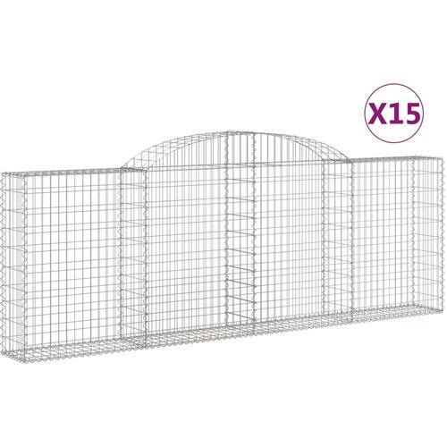 vidaXL Obokana gabion košara 15 kos 300x30x100/120 cm pocinkano železo, (20757630) Cene