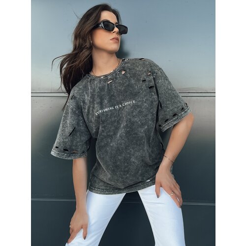 DStreet T-shirt damski KHUMBOS grafitowy Cene