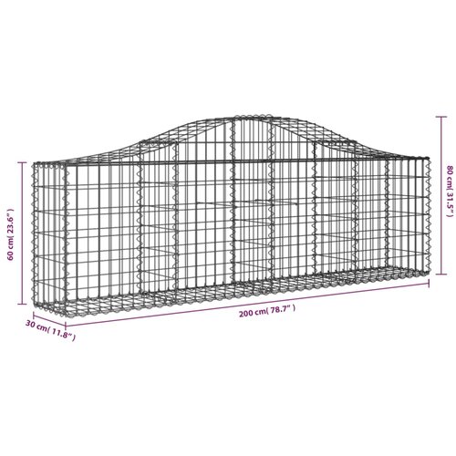  Gabionska ko&amp;scaron;ara s lukom 200 x 30 x 60/80 cm pocinčano željezo Slike