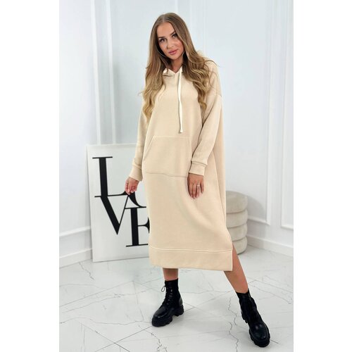 Kesi Long dress with hood light beige Slike