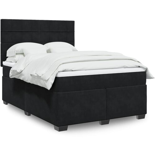 vidaXL Box spring postelja z vzmetnico črna 140x200 cm žamet Cene