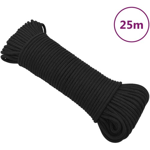 VidaXL Vrv za čoln popolnoma črna 3 mm 25 m polipropilen Slike