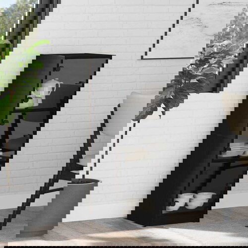 vidaXL Visok predalnik Črna Orehovina 35 x 37 x 109 cm Konstruiran les Cene