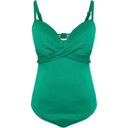Trendyol Curve Green Balconette Swimsuit