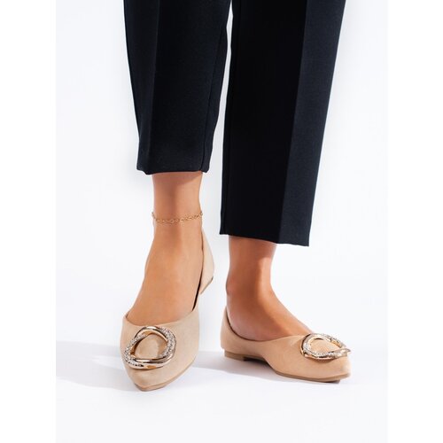 SHELOVET Suede ballerinas beige Slike