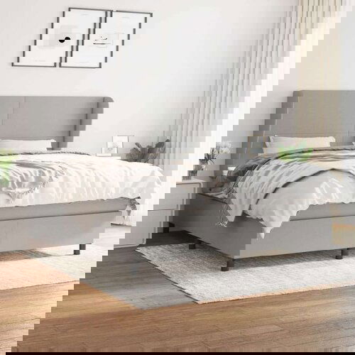  Box spring postelja z vzmetnico svetlo siva 180x200 cm blago, (20788882) Slike