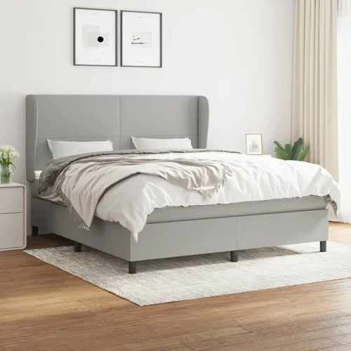  Box spring postelja z vzmetnico svetlo siva 180x200 cm blago, (20788882)