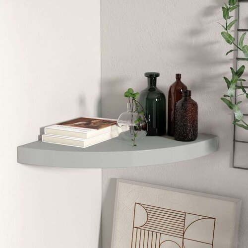 vidaXL Kotna polica siva 35x35x3,8 cm MDF Cene