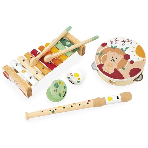 Janod Muzički set za decu Sunshine, Drveni, 5 instrumenata, Šareni Cene
