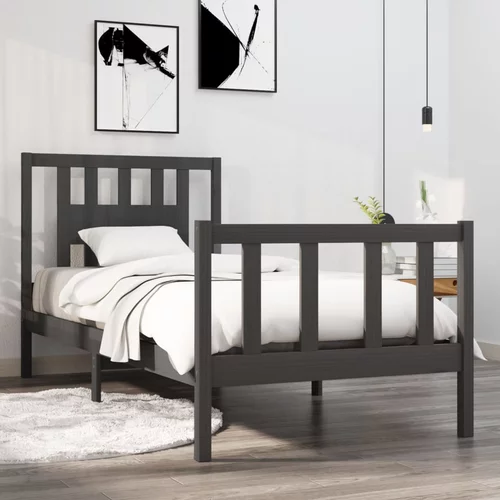 Okvir za krevet od masivnog drva sivi 90 x 190 cm 3FT mali
