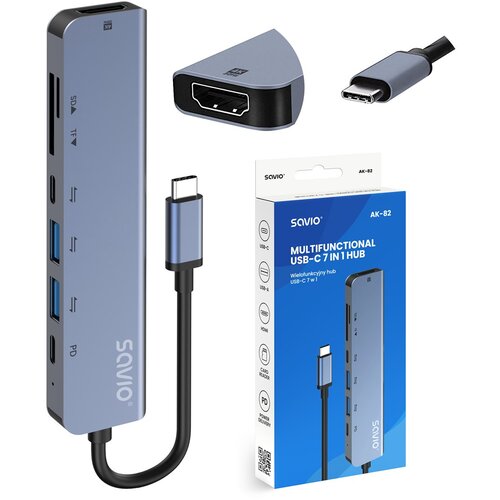 Savio AK-82 interface hub USB Type-C 5000 Mbit /s Black Cijene