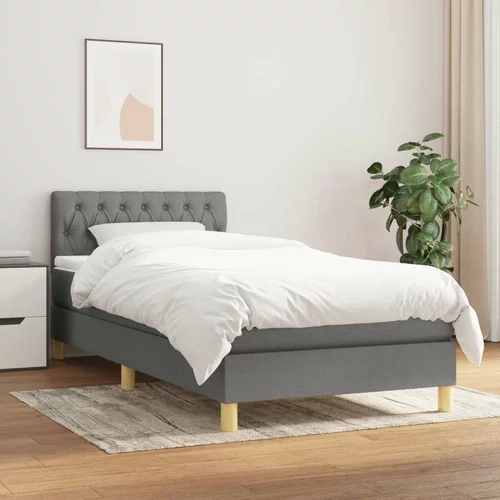  Box spring postelja z vzmetnico temno siva 90x190 cm blago, (20726608)