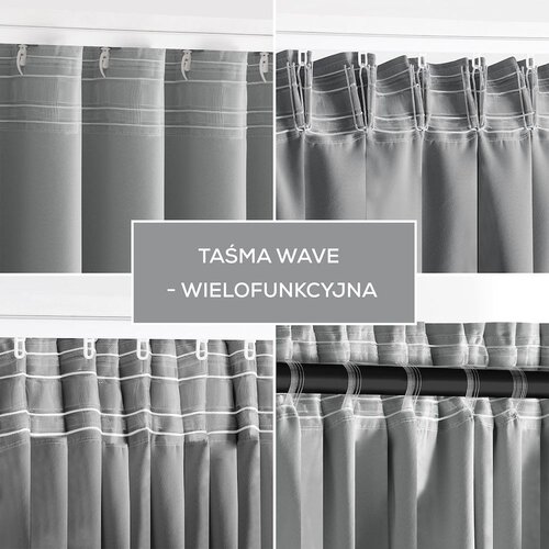 Restilo zasłona BLACKOUT kolor szary szarfa upinająca styl klasyczny taśma materiał blackout 140x230 Slike