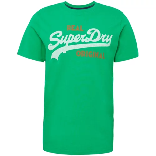 Superdry Majica smeđa / zelena / bijela
