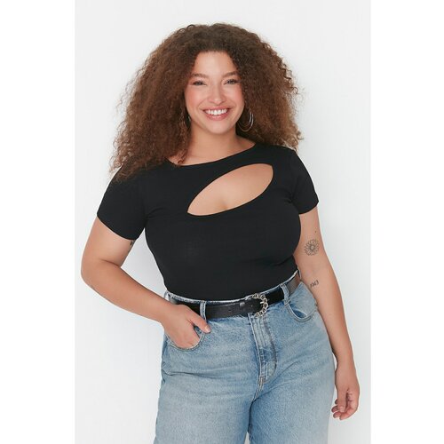 Trendyol Curve Black Cut Out Detailed Knitted Blouse Slike