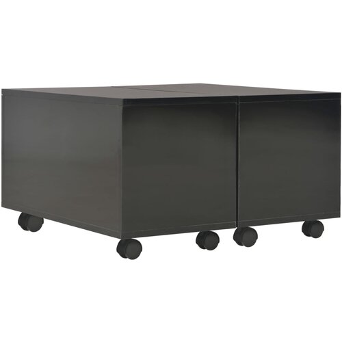 Maison Chic Klubska mizica - kavna mizica - Nizka mizica visok sijaj črna 60x60x35 cm inženirski les, (21752546) Slike