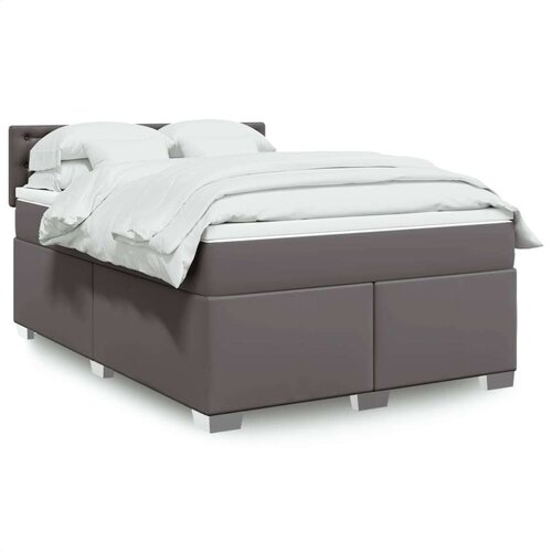 VidaXL Krevet s oprugama i madracem sivi 140x190 cm od umjetne kože Slike