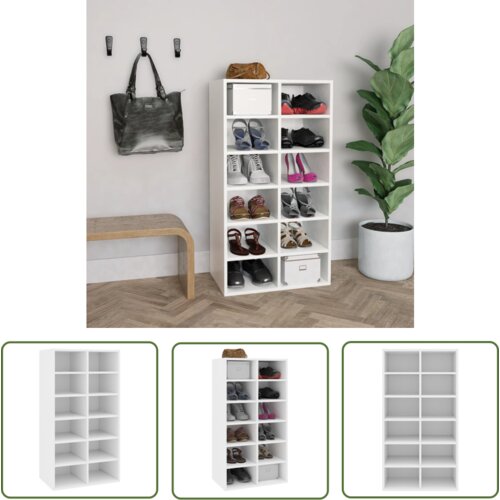 The Living Store Stojalo za čevlje belo 54x34x100,5 cm konstruiran les - Omarica Za Čevlje, (21744651) Cene