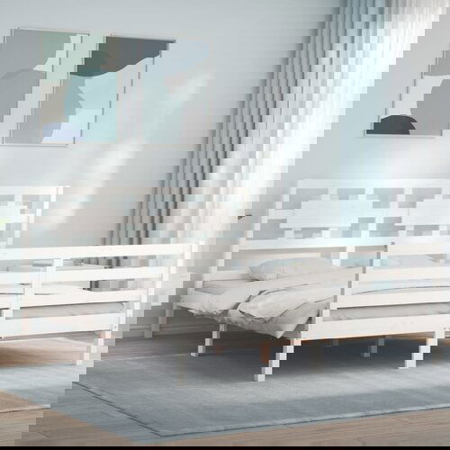 VidaXL Okvir za krevet s uzglavljem sivi 160 x 200 cm od masivnog drva Slike