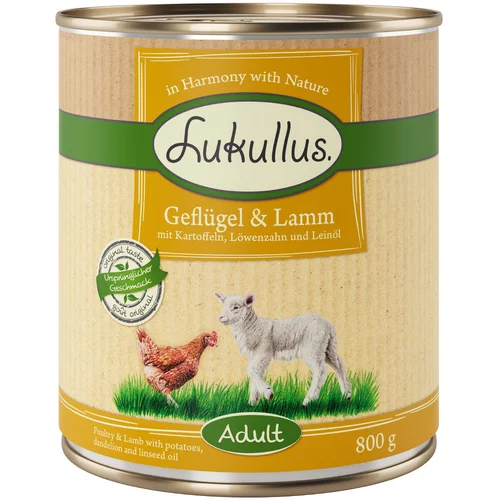 Lukullus 5 + 1 gratis! 6 x 800 g Naturkost Adult/Junior - Adult: perad i janjetina (bez žitarica)