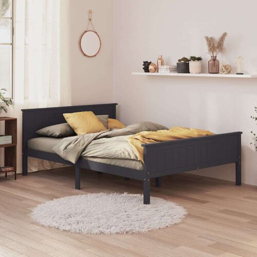  Za krevet od masivne borovine sivi 160 x 200 cm Slike