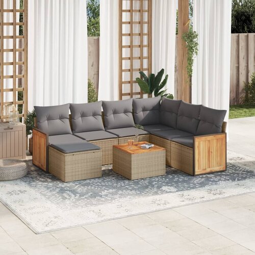 VidaXL 8-dijelni set vrtnih sofa od poliratana s jastucima bež Slike