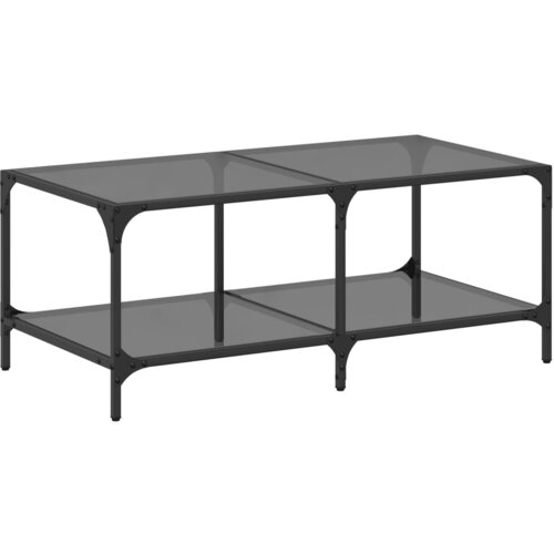Maison Chic Klubska mizica - kavna mizica - Nizka mizica s črno stekleno površino 98,5x50x40 cm jeklo, (21754399) Cene
