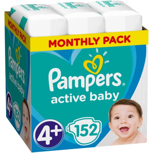 Pampers Active Baby Pleničke, &amp;scaron;t. 4, za 9 - 14 kg, 180 kos Slike
