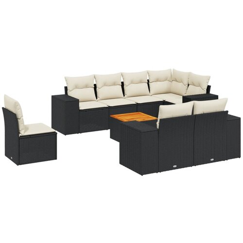 vidaXL 9-dijelni set vrtnih sofa s jastucima crni od poliratana Cijene