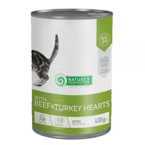 Natures Protection konzerva za mačke - Beef&Turkey hearts - 400gr Slike