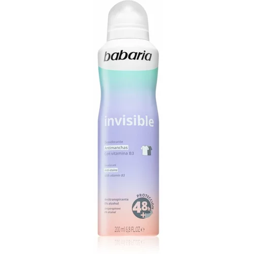 Babaria Deodorant Invisible antiperspirant v pršilu proti belim in rumenim madežem 200 ml