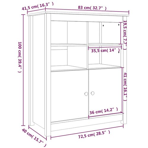  Komoda crna 83 x 41,5 x 100 cm od masivne borovine Slike