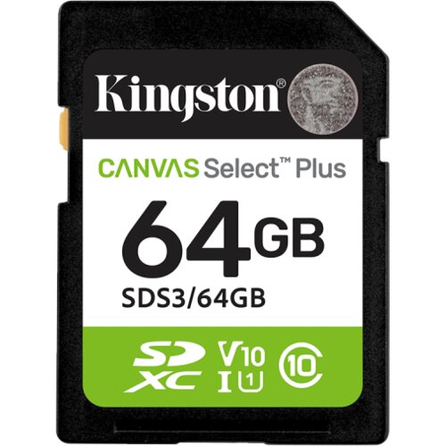 Kingston SD card 64 GB SDS3/64GB Class10 Canvas Select Plus SD adapter, 100MBs Read,Class 10 UHS-I Cijene