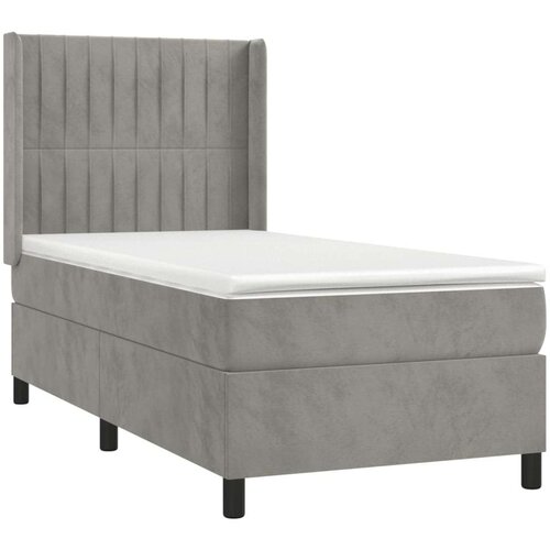 Box spring krevet s madracem svjetlosivi 90x190 cm bar&amp;scaron;unasti Slike