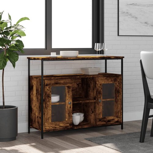  Komoda boja dimljenog hrasta 100x35x80 cm konstruirano drvo Slike