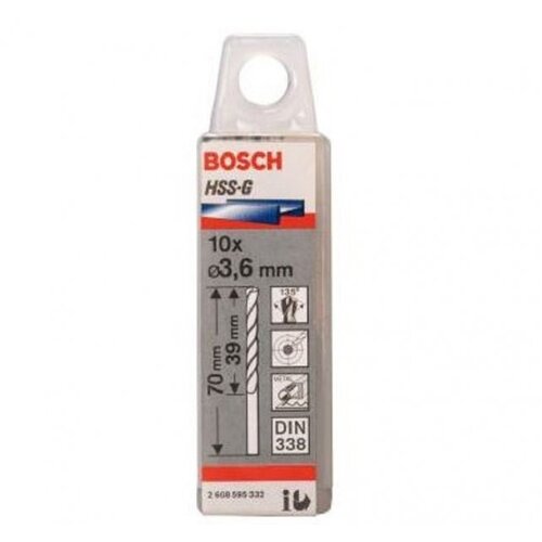 Bosch burgija za metal hss-g, din 338 3,6 x 39 x 70 mm pakovanje od 10 komada Cene