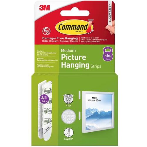 3m trakovi za obe&amp;scaron;anje slik Command, 19 mm x 70 mm, bela, 4 pari, 7100337178 Slike