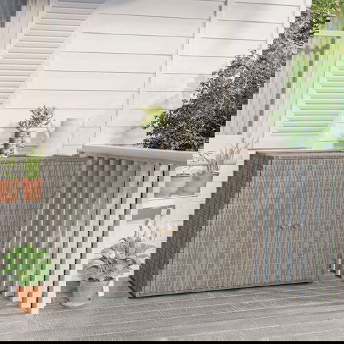 VidaXL Vrtni ormarić za pohranu sivi 100 x 55 5 x 80 cm od poliratana Slike