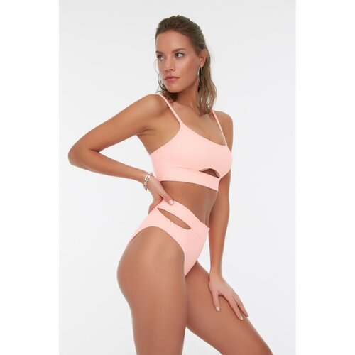 Trendyol Pomegranate Flower Texture High Waist Bikini Bottom Cene