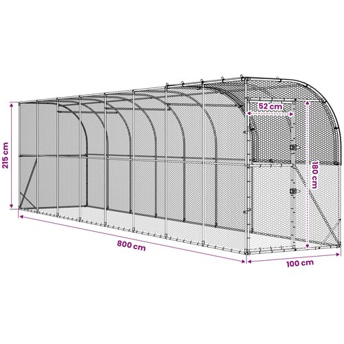  Kavez za piletinu uz zid Srebrna 800 x 100 x 215 cm Slike