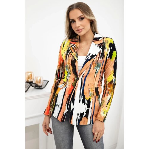 Turecki Printed cotton jacket with a button black+camel Cene