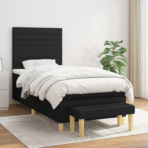 The Living Store Box spring postelja z vzmetnico črna 100x200 cm blago - Box Spring Postelja, (21513369) Slike