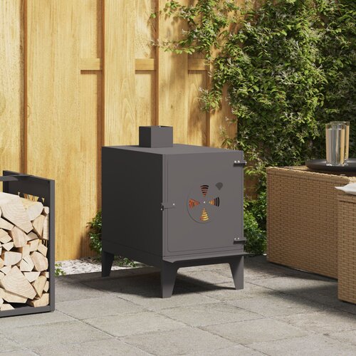 vidaXL Črna Jeklo Srednje Vzdržljiva Kamperska peč Kubična Cene