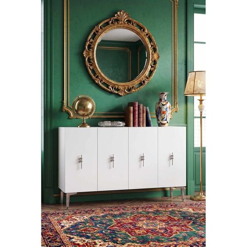 Hanah home komoda Ayshe 120, 120 cm, bela / srebrna Cene