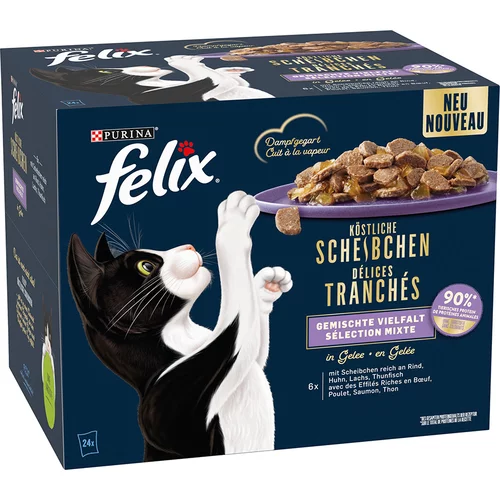 Felix Deliciously Sliced 24 x 80 g - Mješovito pakiranje (govedina, piletina, losos, tuna)