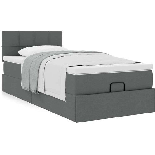 VidaXL otomanski okvir kreveta s madraca tamnosivi 80x200cm od tkanine Slike