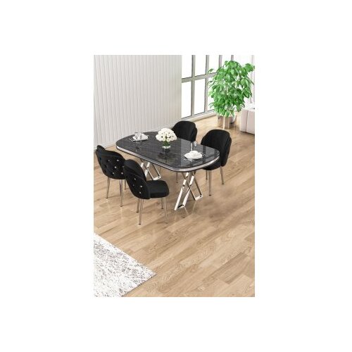 Hanah home trpezarijski set, 5 dijelova, crni Cene