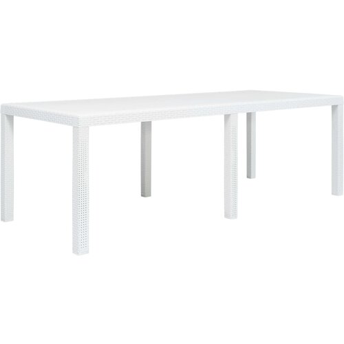 The Living Store Vrtna miza iz plastike 220x90x72 cm bela videz ratana - Vrtna Miza, (21458838) Slike